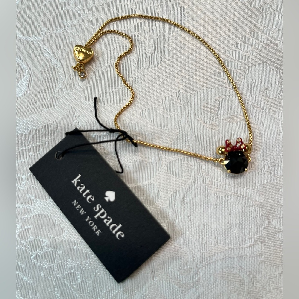 Disney x Kate Spade New York Gold Slider Bracelet Minnie Mouse with Crystals NWT
